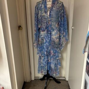 Floral Blue Layered Dress